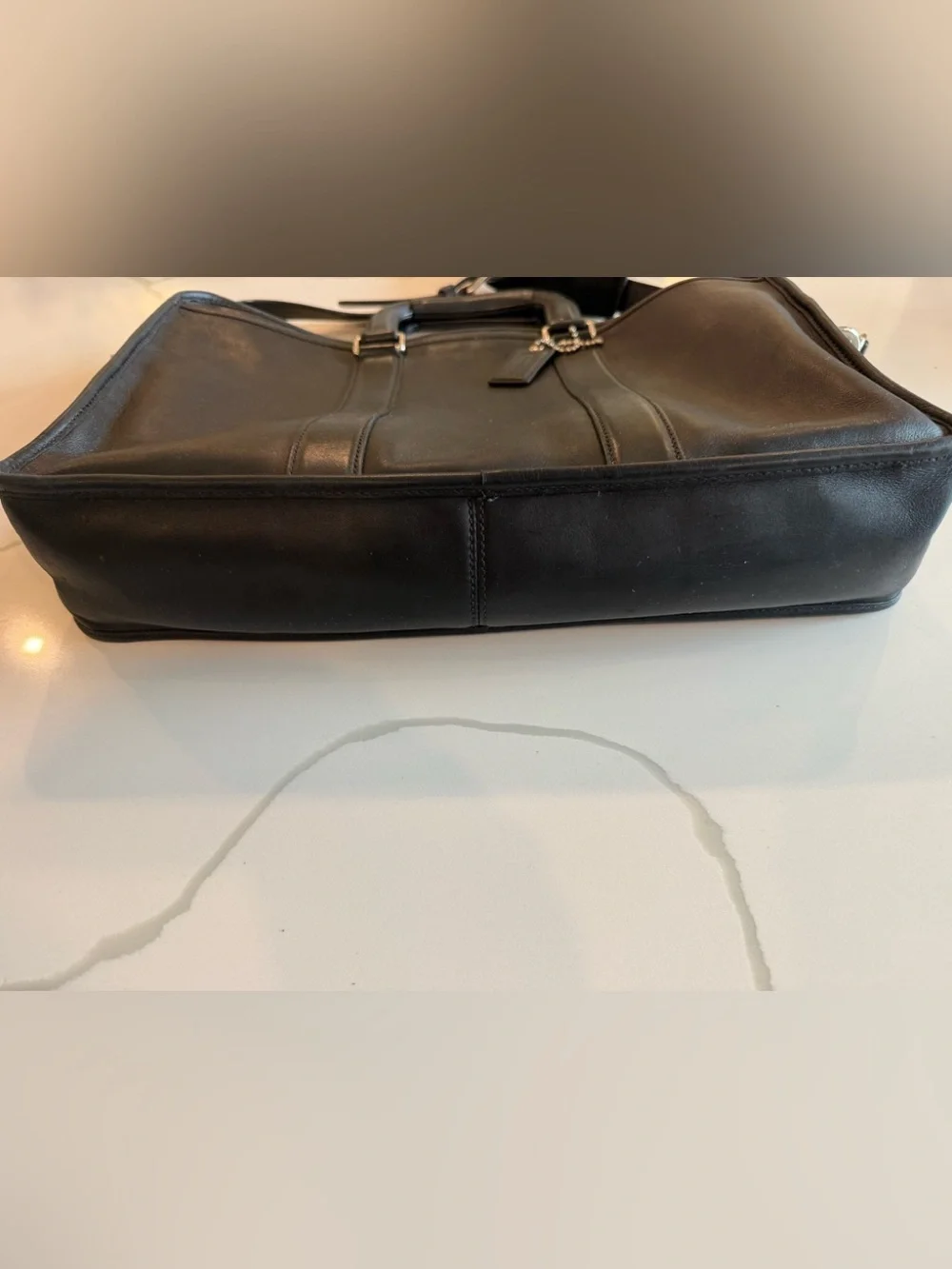 COACH Heritage Web Leather Embassy Briefcase~ Black~ Fits 15” Laptop
